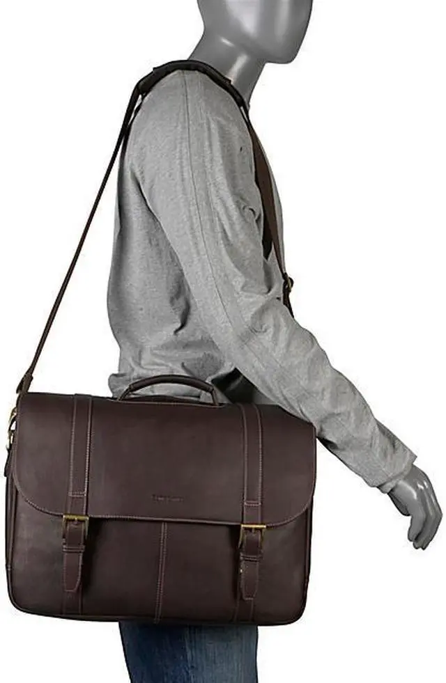 Alt view image 4 of 20 - Samsonite Columbian Leather Flapover Laptop Case