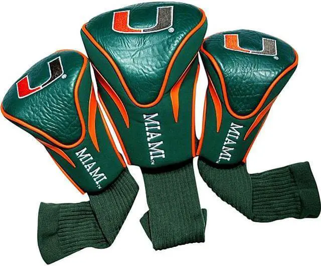 Alt view image 2 of 10 - Team Golf 47194 Miami Hurricanes 3 Pack Contour Fit Headcover