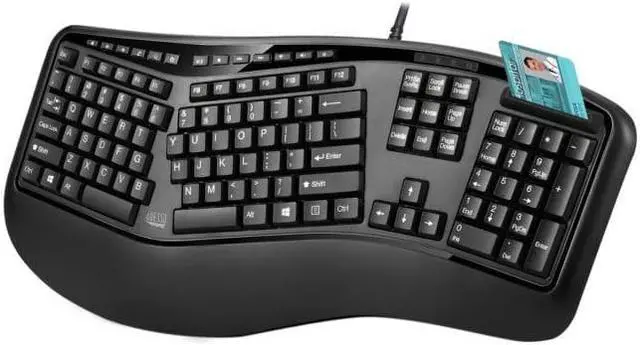 Main image of Adesso AKB-150SB Desktop USB Ergonomic Multimedia Keyboard with Built-In Smart Card Reader