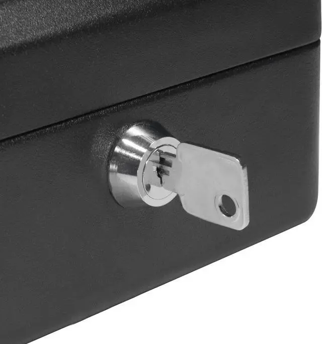 Alt view image 2 of 16 - 6 Inch Black Cash Box with Key Lock