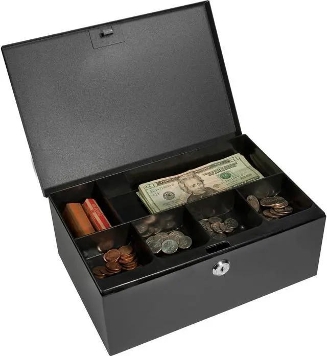 Alt view image 4 of 20 - Cash Box and 6 Compartment Coin Tray with Key Lock