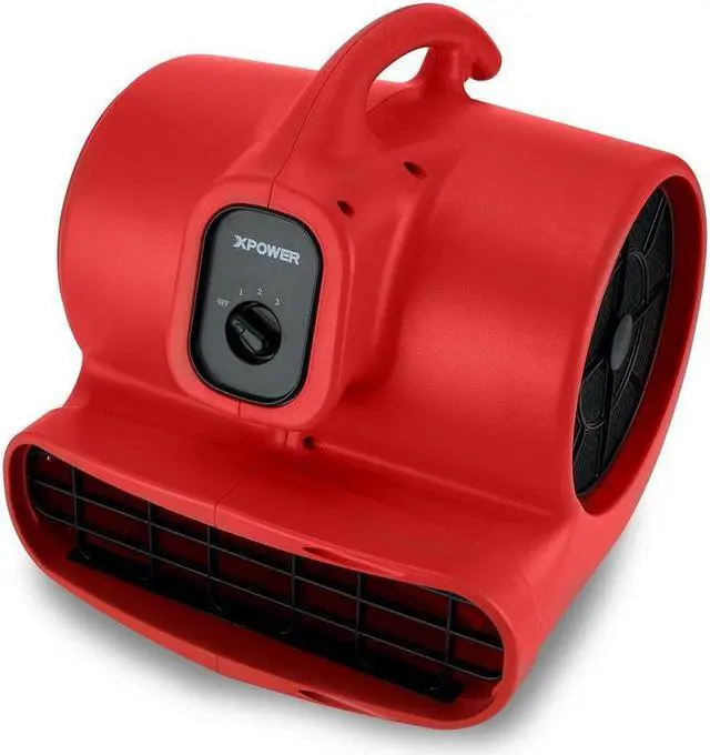 Alt view image 2 of 7 - XPOWER X-600A 1/3 HP 3.8 Amp 2400 CFM 3 Speed Air Mover with GFCI Outlets Red