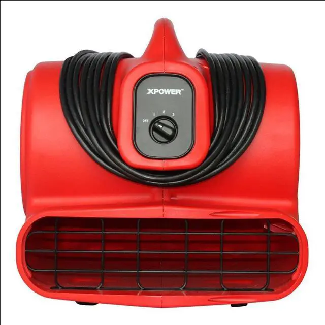 Alt view image 4 of 7 - XPOWER X-600A 1/3 HP 3.8 Amp 2400 CFM 3 Speed Air Mover with GFCI Outlets Red