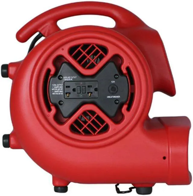 Alt view image 5 of 7 - XPOWER X-600A 1/3 HP 3.8 Amp 2400 CFM 3 Speed Air Mover with GFCI Outlets Red