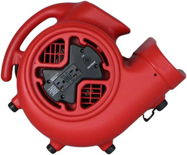 Alt view image 6 of 7 - XPOWER X-600A 1/3 HP 3.8 Amp 2400 CFM 3 Speed Air Mover with GFCI Outlets Red