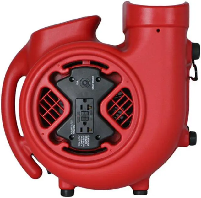Alt view image 7 of 7 - XPOWER X-600A 1/3 HP 3.8 Amp 2400 CFM 3 Speed Air Mover with GFCI Outlets Red