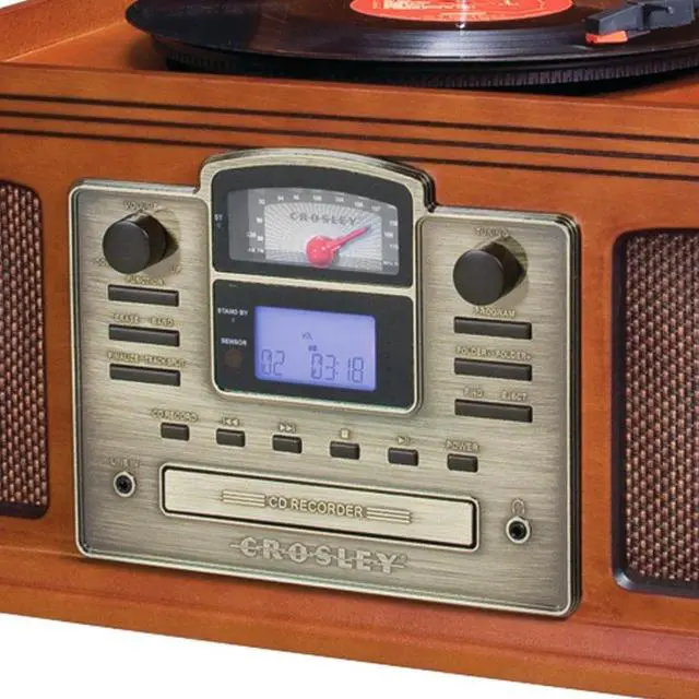 Alt view image 11 of 12 - Crosley CR2405A-PA Director CD Recorder with Cassette Player (Paprika)