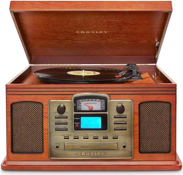Alt view image 8 of 12 - Crosley CR2405A-PA Director CD Recorder with Cassette Player (Paprika)