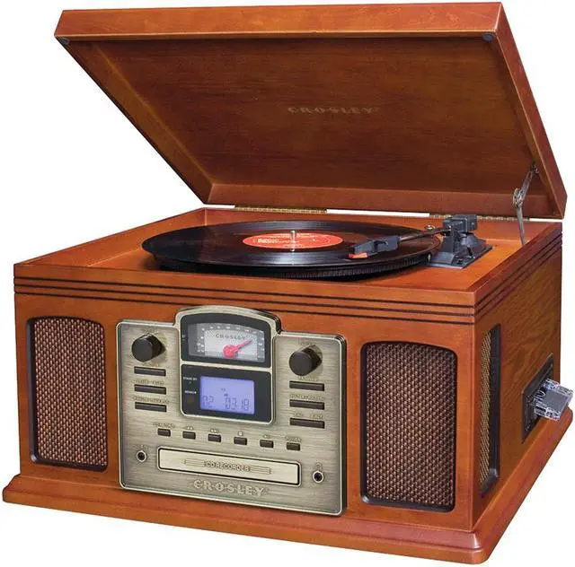 Alt view image 9 of 12 - Crosley CR2405A-PA Director CD Recorder with Cassette Player (Paprika)
