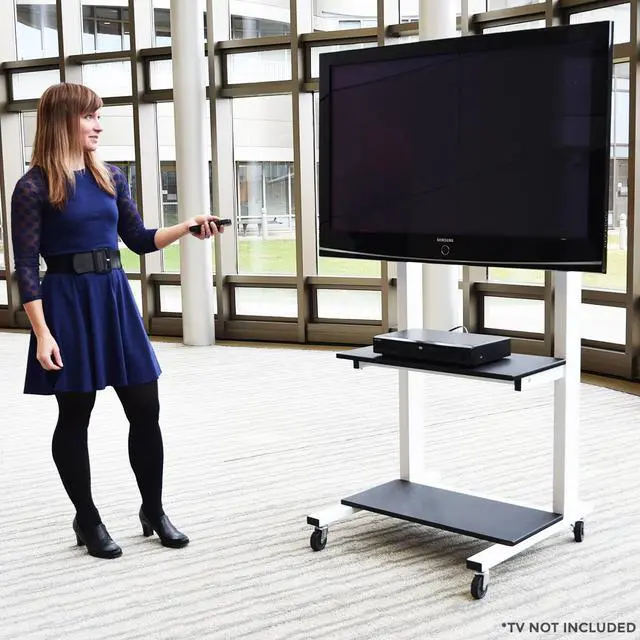 Alt view image 17 of 20 - Luxor Home Office Crank Adjustable Flat Panel CLCD LCD TV Cart