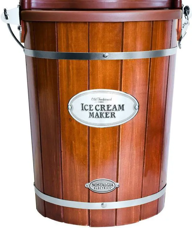 Alt view image 4 of 4 - Nostalgia Electrics Vintage Collection Old-fashioned 6-quart Wood Bucket Ice Cream Maker
