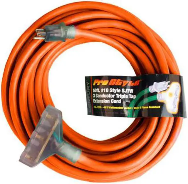 Main image of Century Contractor Grade 50' 12 Gauge Power Extension Cord 12/3 Triple Tap Plug