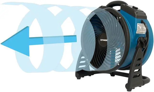 Alt view image 4 of 20 - XPower P-26AR .6-Amp 1,300-Cfm 4-Speed Industrial Axial Air Mover/Dryer