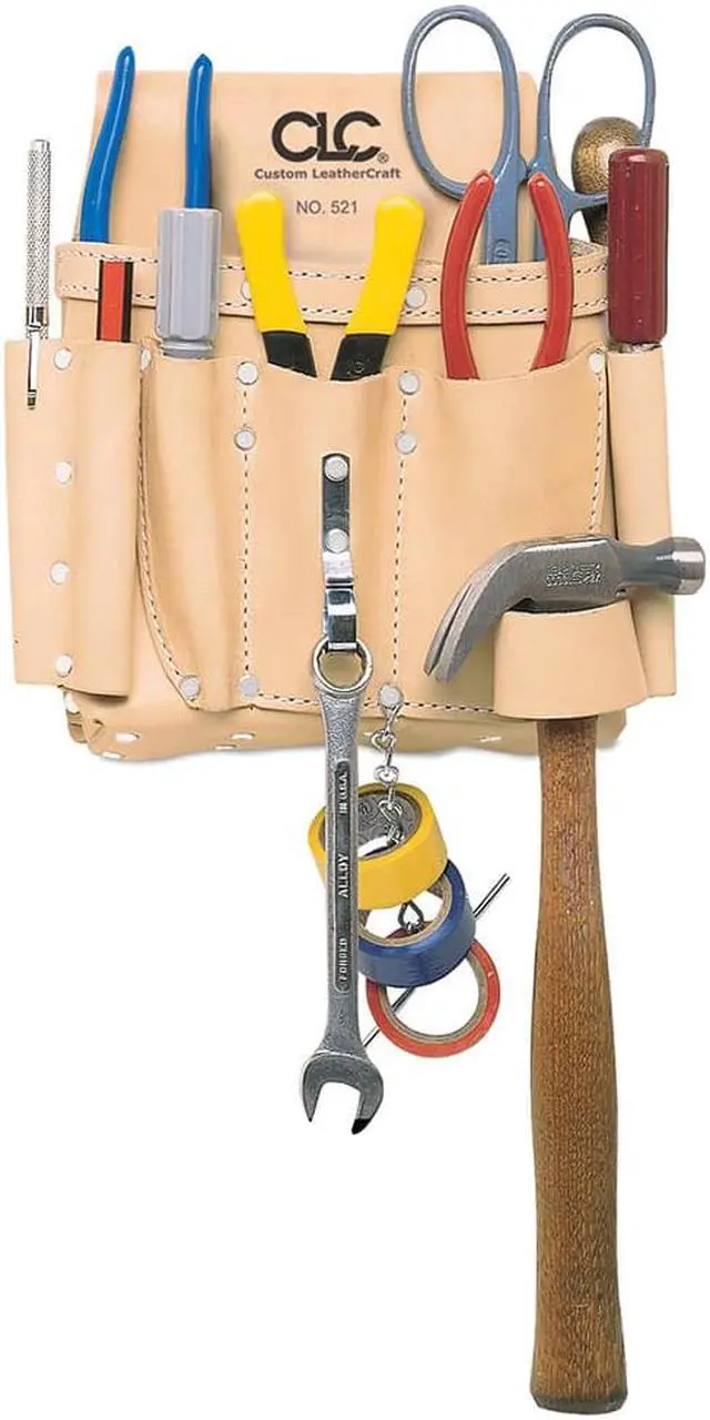 Alt view image 2 of 3 - CLC WORK GEAR 521 Tool Pouch, Tool Pouch, Tan, Leather, 8 Pockets