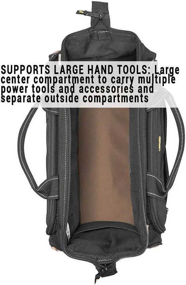Alt view image 13 of 17 - CLC 1539 Tool Bag, Polyester, 52 Pockets, Tan/Black