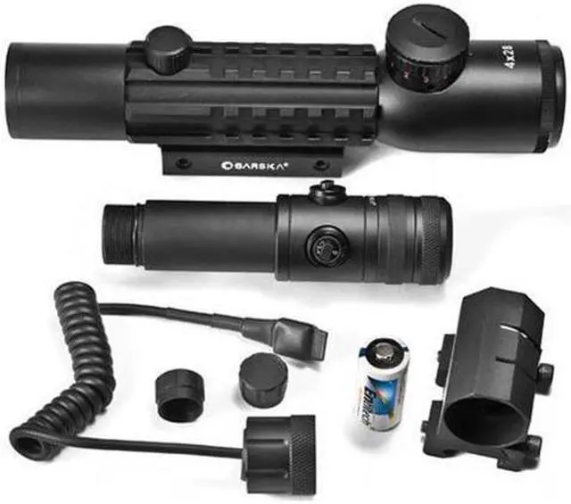 Alt view image 2 of 12 - 4x28 IR Electro Sight and Green Laser Sight COMBO