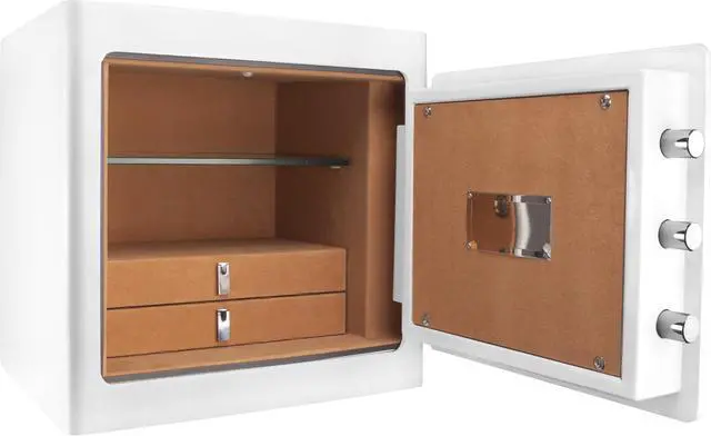 Main image of White Keypad Jewelry Safe Tan Interior