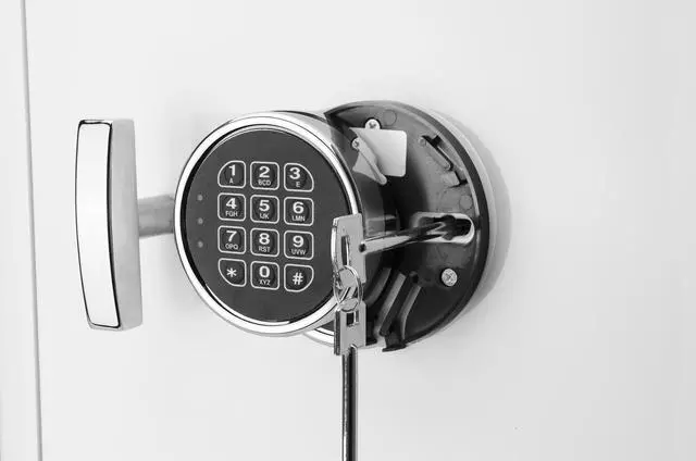 Alt view image 7 of 13 - White Keypad Jewelry Safe Tan Interior