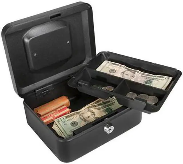 Main image of 8 Inch Black Cash Box with Key Lock