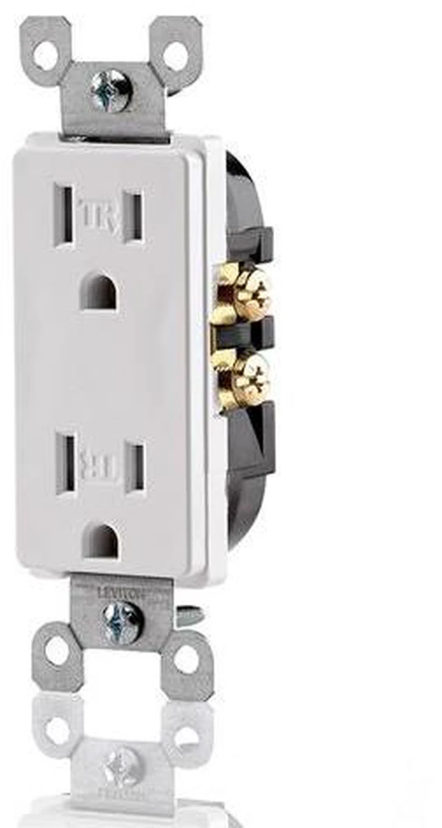 Main image of Leviton T5325-W Tamper Resistant Decora Receptacle, 15A, 125V, White