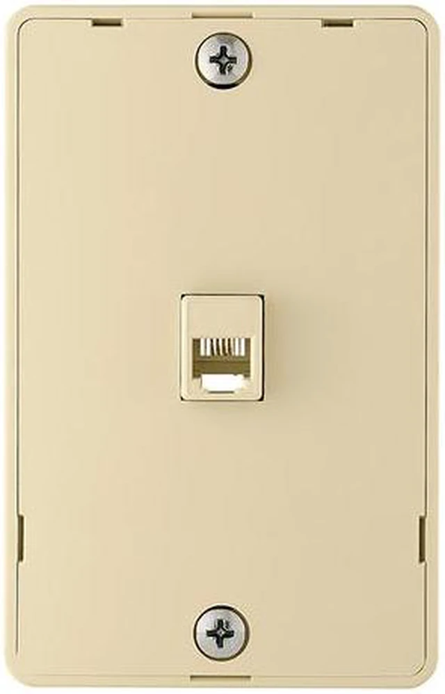 Main image of Cooper Wiring Devices 3521-4V Quick Mount 4-Wire Telephone Jack with Wallplate -