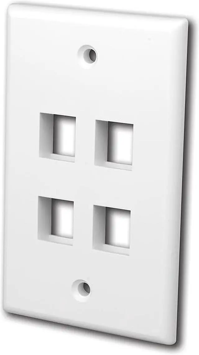 Main image of Vanco International 820104 Multi-Media Keystone Wallplate, with 4 Ports - White