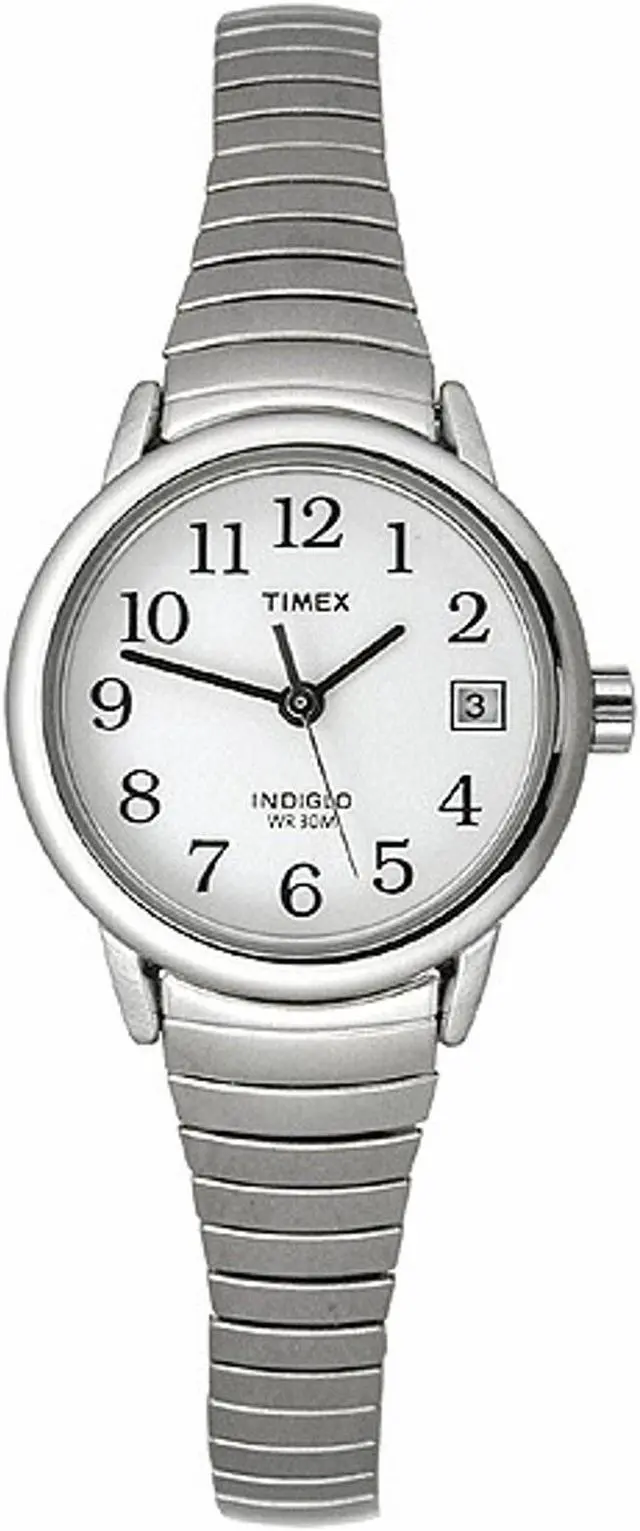 Alt view image 2 of 6 - Timex Women's | Silver-Tone Case & Band Date Indiglo White Dial | Watch T2H371