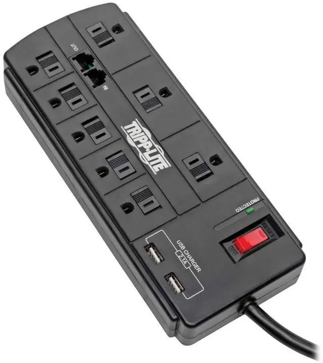 Alt view image 8 of 15 - TRIPP LITE TLP88TUSBB 8.0 Feet 8 Outlets 1200 Joules Surge Protector
