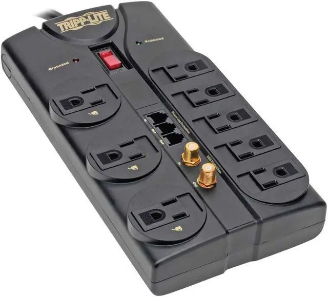 Alt view image 5 of 12 - Tripp Lite Tlp808Teltv 8-Outlet Surge Suppressor ,Telephone, Modem, Fax & Coaxial Protection