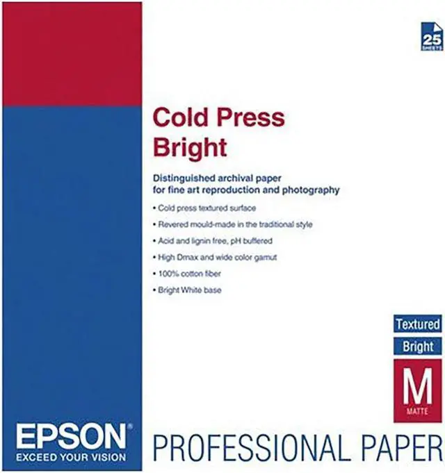 Alt view image 3 of 6 - Epson - S042310 - Epson Inkjet Fine Art Paper - 98% Opacity - 13 x 19 - 340 g/m Grammage - Textured, Matte - 25 / Pack -