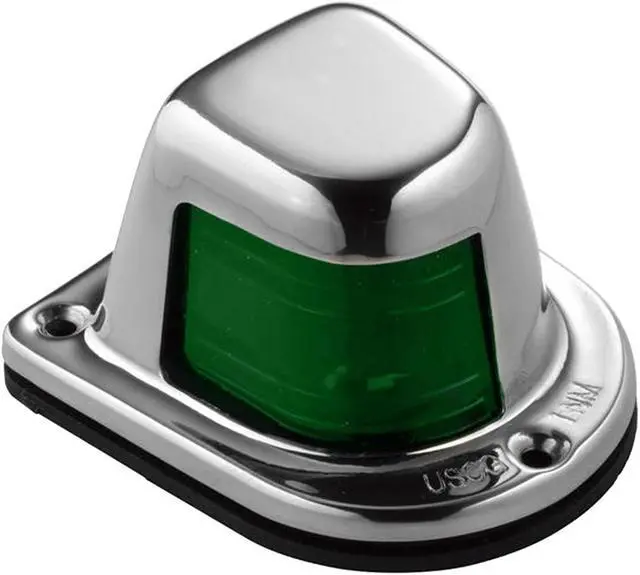 Alt view image 5 of 10 - Attwood 1-Mile Deck Mount, Green Sidelight - 12V - Stainless Steel Housing
