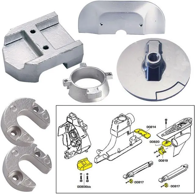 Alt view image 2 of 3 - TECNOSEAL ANODE KIT MERC APLHA 1 GEN 2 W/ HARDWARE ALUMINUM 20801AL