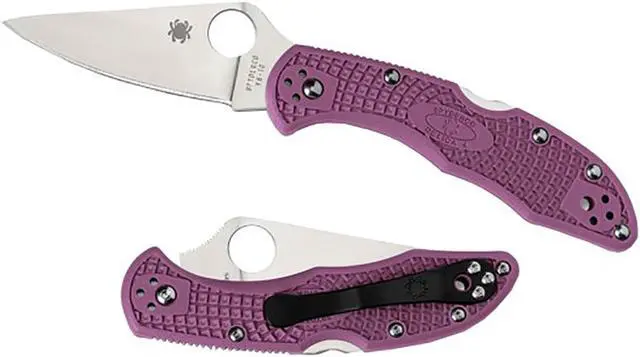 Alt view image 10 of 20 - Spyderco Delica 4 Folder 2.88 in Plain Purple FRN Handle