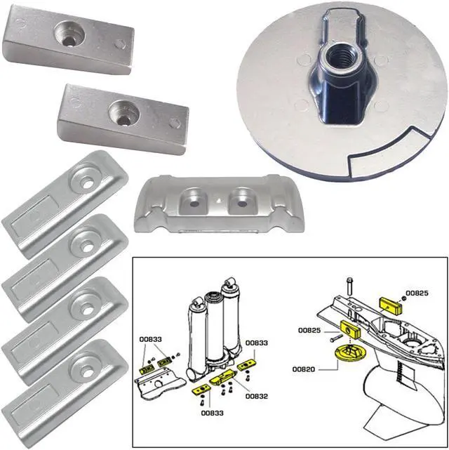 Alt view image 2 of 3 - TECNOSEAL ANODE KIT VERADO 6 W/ HARDWARE ALUMINUM POLYBAG 20816AL