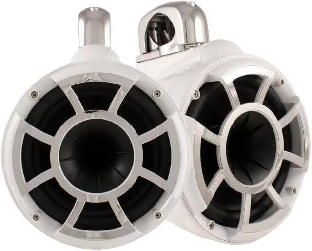 Alt view image 2 of 4 - Wet Sounds REV10W-FC White REV 10 Fixed Clamp Tower Speakers with Wet Sounds SDX2 1250 Watt 2-channel Amplifier
