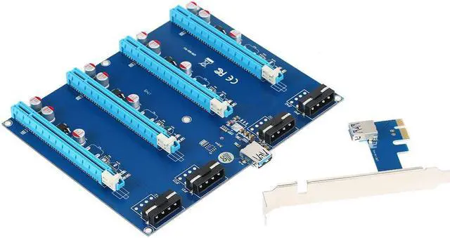 Alt view image 2 of 5 - PCI-E 1 to 4 PCI Express 16X Slots Riser Card Mining Modules PCI-e 1X to External 4 PCIe Slots Adapter Pcie Port Multiplier