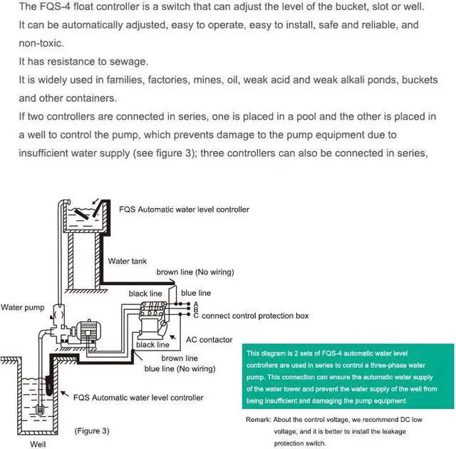 Alt view image 4 of 4 - ELECALL FQS-4 6M Float Switch Water Level Controll Automatic Liquid Fluid Flow Sensor 4A/220V