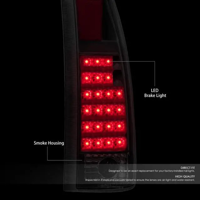 Alt view image 2 of 6 - DNA Motoring TL-C10-LED-BK-SM For 1992 to 1999 Chevy GMC C / K Series LED Tail Brake Reverse Light Kit (Black Smoke) 93 94 95 96 97 98