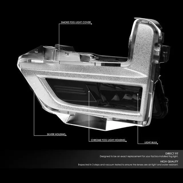 Alt view image 2 of 7 - DNA Motoring FL-ZTL-280-SM For 2017 to 2018 Nissan Rogue Pair Front Driving Fog Light Lamp+Switch+Chrome Bezels Smoked Lens