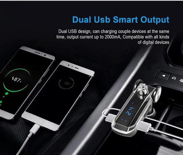 Alt view image 5 of 6 - BBL02 2018 New Bluetooth V3.0 Auto Car Kit FM Transmitter Wireless Handsfree Car Mp3 Music Player