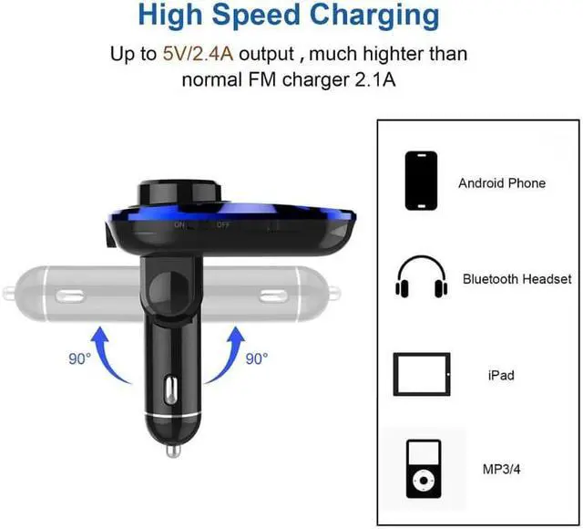 Alt view image 4 of 4 - BC28 Car Bluetooth Hands-free MP3 Player FM Transmitter Dual USB Charger