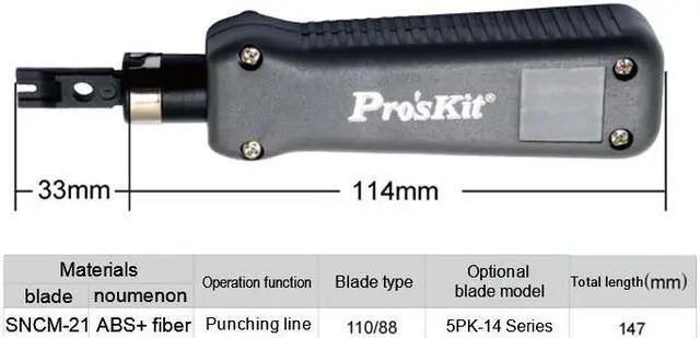 Alt view image 4 of 5 - Pro'skit 8PK-324B Impact and Punch Down Screwdriver Tool wire Network Tool Kit
