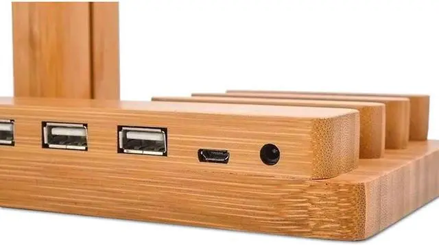 Alt view image 4 of 5 - Fashion Multifunctional Bamboo USB Charging Dock Phone Tablet Holder Mount for Apple Watch Phone Holder
