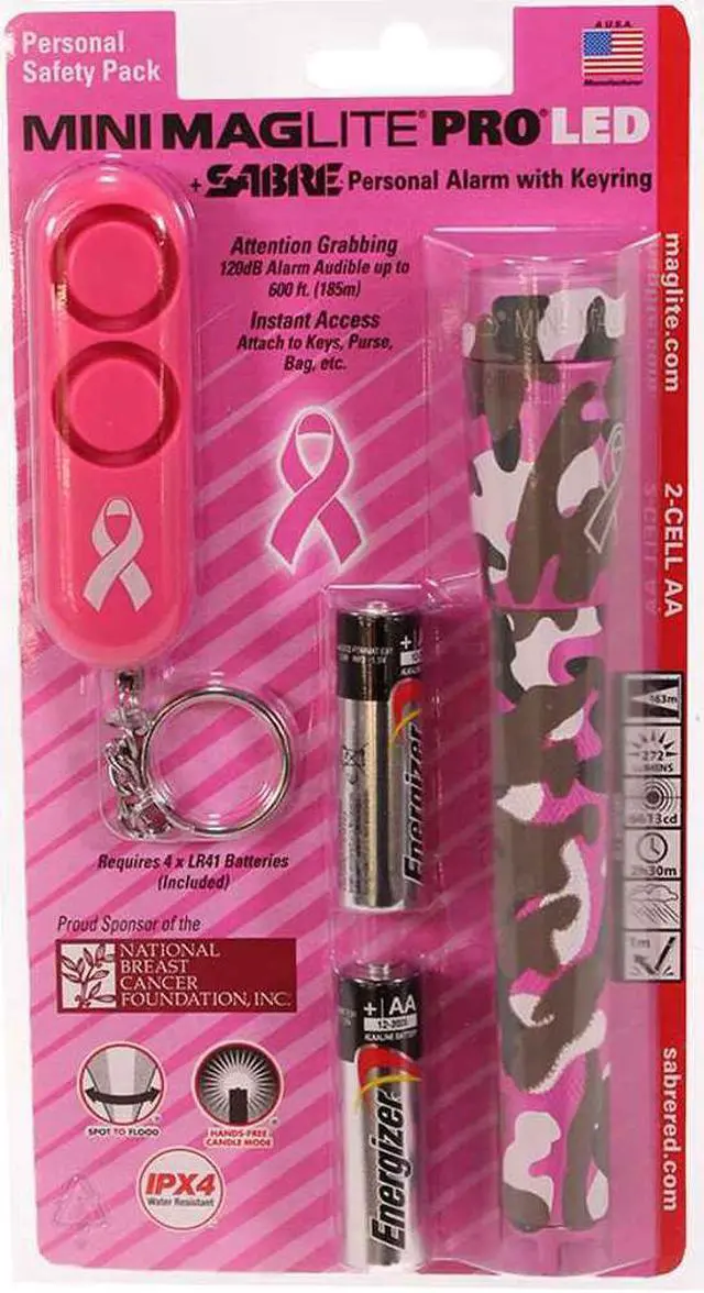Alt view image 3 of 11 - Maglite Mini Maglite PRO LED Flashlight & Sabre Personal Alarm  (155-000-508)