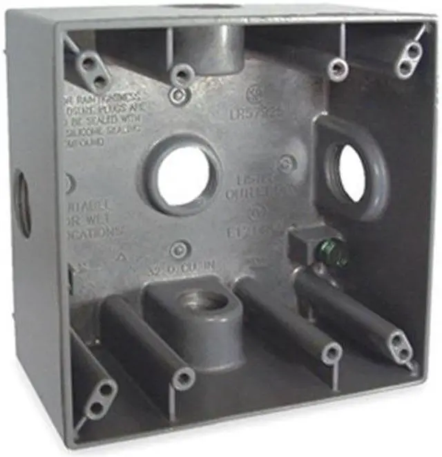 Alt view image 2 of 3 - BELL OUTDOOR 5342-0 Weatherproof Electrical Box, 32 cu in, Double Gang Box