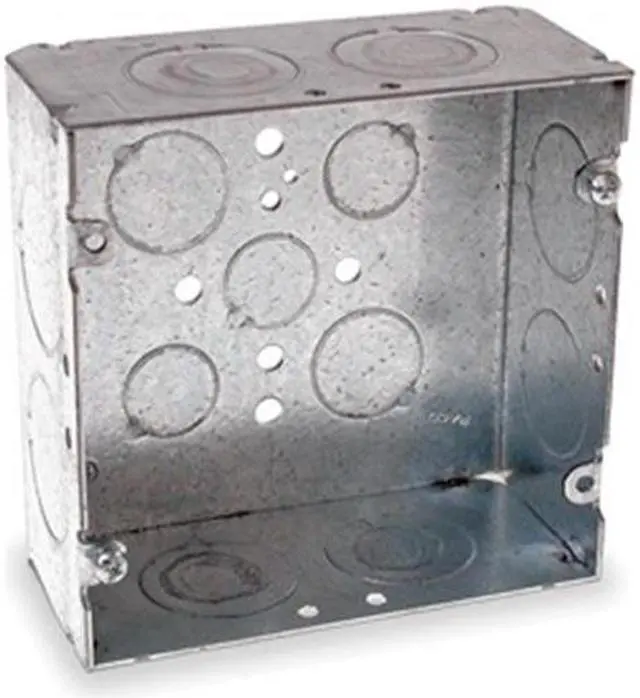 Alt view image 3 of 4 - RACO 258 Electrical Box, 42 cu in, Square Box Type, 2 Gangs, Steel, Square Shape