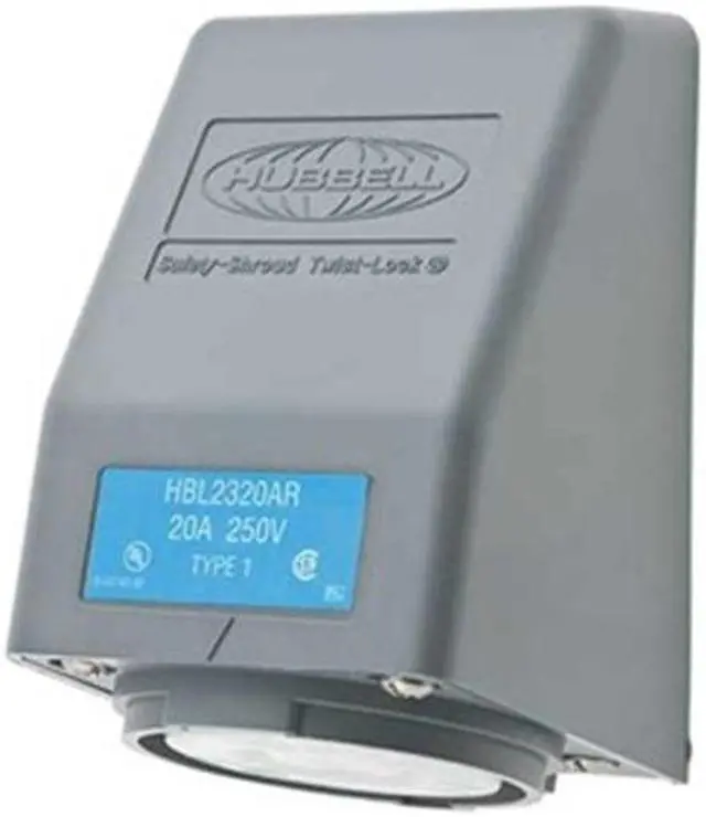 Main image of HUBBELL WIRING DEVICE-KELLEMS HBL2320AR Flanged Locking Receptacle, L6-20R, 20
