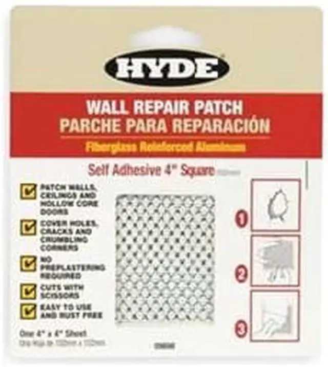 Alt view image 2 of 6 - Hyde Tools, 09898, 4" x 4", Aluminum Mesh Drywall Wall Patch, Self Adhesive, Plaster & Drywall Patching