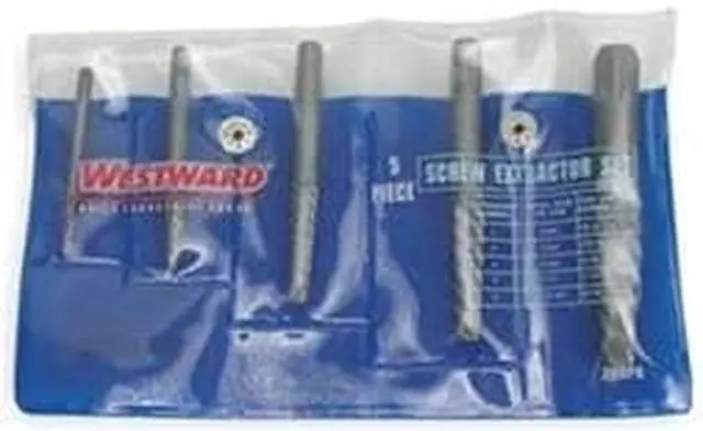 Main image of WESTWARD 2RUP8 Screw Extractor Set,Carbon Steel,5 pcs.