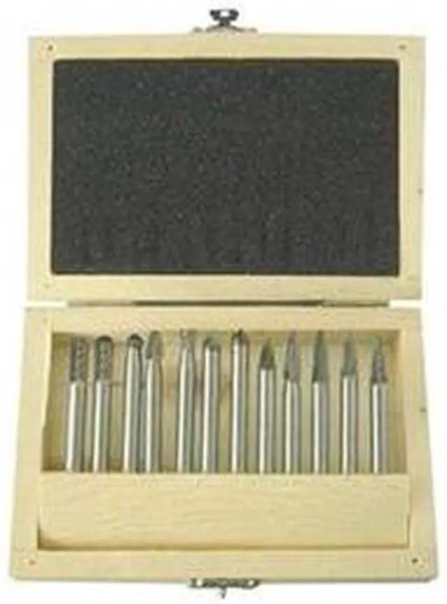 Main image of WESTWARD 2LYR5 Carbide Bur Set,Single Cut,1/4 In,12 Pcs